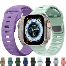 Silicone iWatch Band Rubber Wrist Strap For Apple Watch Series 9 8 7 41mm 45mm