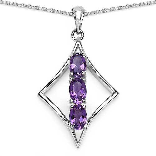 Classy 1,34 Carat Amethyst Pendant 925 Silver Necklace Top Quality - Picture 1 of 6