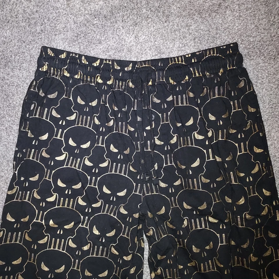 Marvel Mens Black & Gold Punisher Logo Sleep Pants Pajama Bottoms - Image 2 of 4