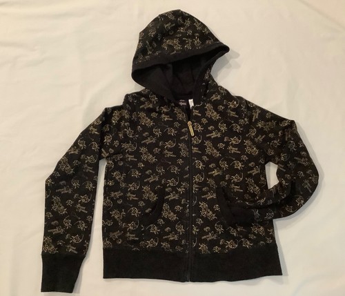 Disney Hannah Montana Girls Hooded Jacket Size 10-12 Black Zipped Glitter Soft - Picture 2 of 12