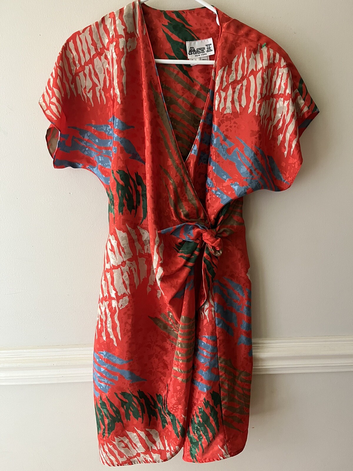 Vintage Act 1 New York Wrap Around Dress Red Colo… - image 1