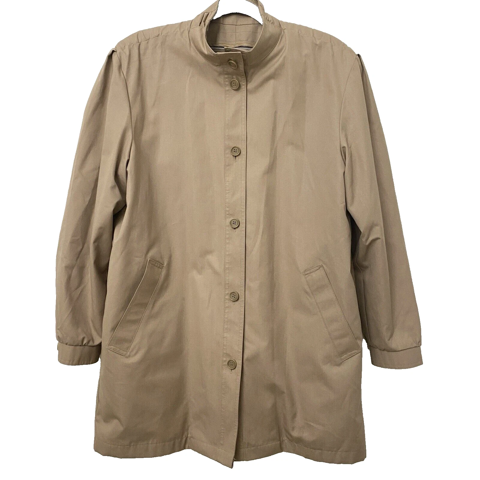 Vintage London Fog Trench Coat Faux Fur Lined Khaki Tan Women's sz 10 Casual