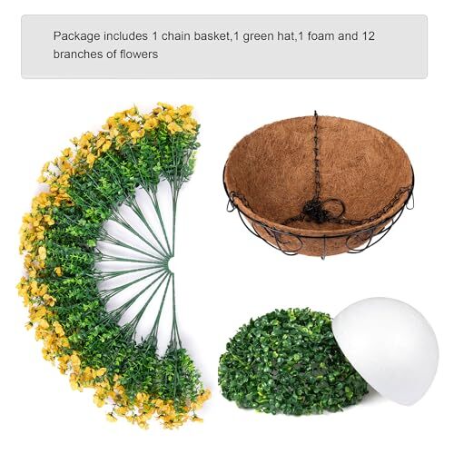 Artificial Fake Fall Hanging Mums Plants Flowers Basket for Outdoor