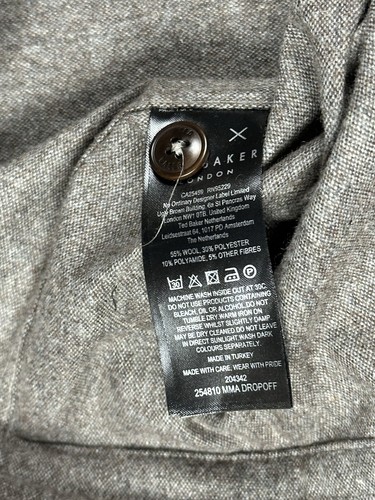 Ted Baker Wool Blend Button Down Shirt Size 4 Brown Preppy Aristocrat Logo L/S - Picture 10 of 12