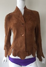 James Lakeland Designer Suede Jacket In Terra-cotta Color Size S