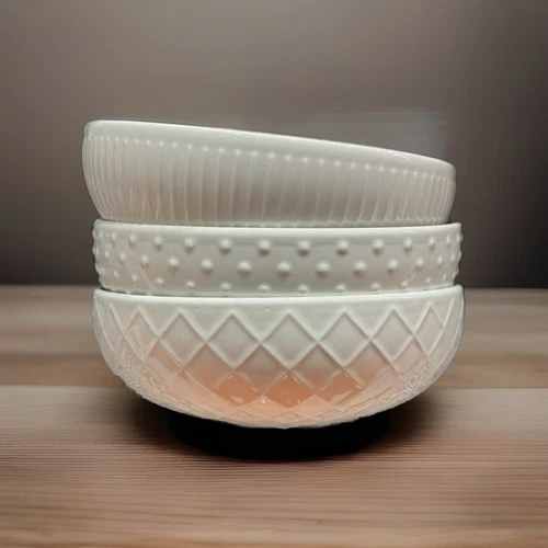 Trudeau 3 piece Porcelain serving bowl set 9.2 in diameter White NEW with BOX! - Picture 1 of 10