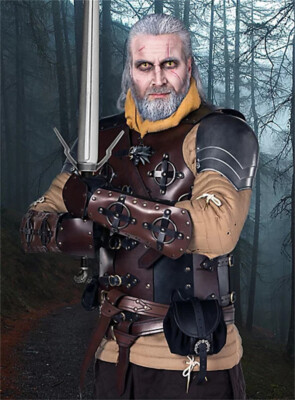 WLXW Armure Poitrine Cuir Médiévale Chevalier Viking Réglable Pour Cosplay Halloween