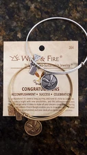 Wind and Fire CONGRATULATIONS Expandable, Stackable Bangle Bracelet W/ CHARM