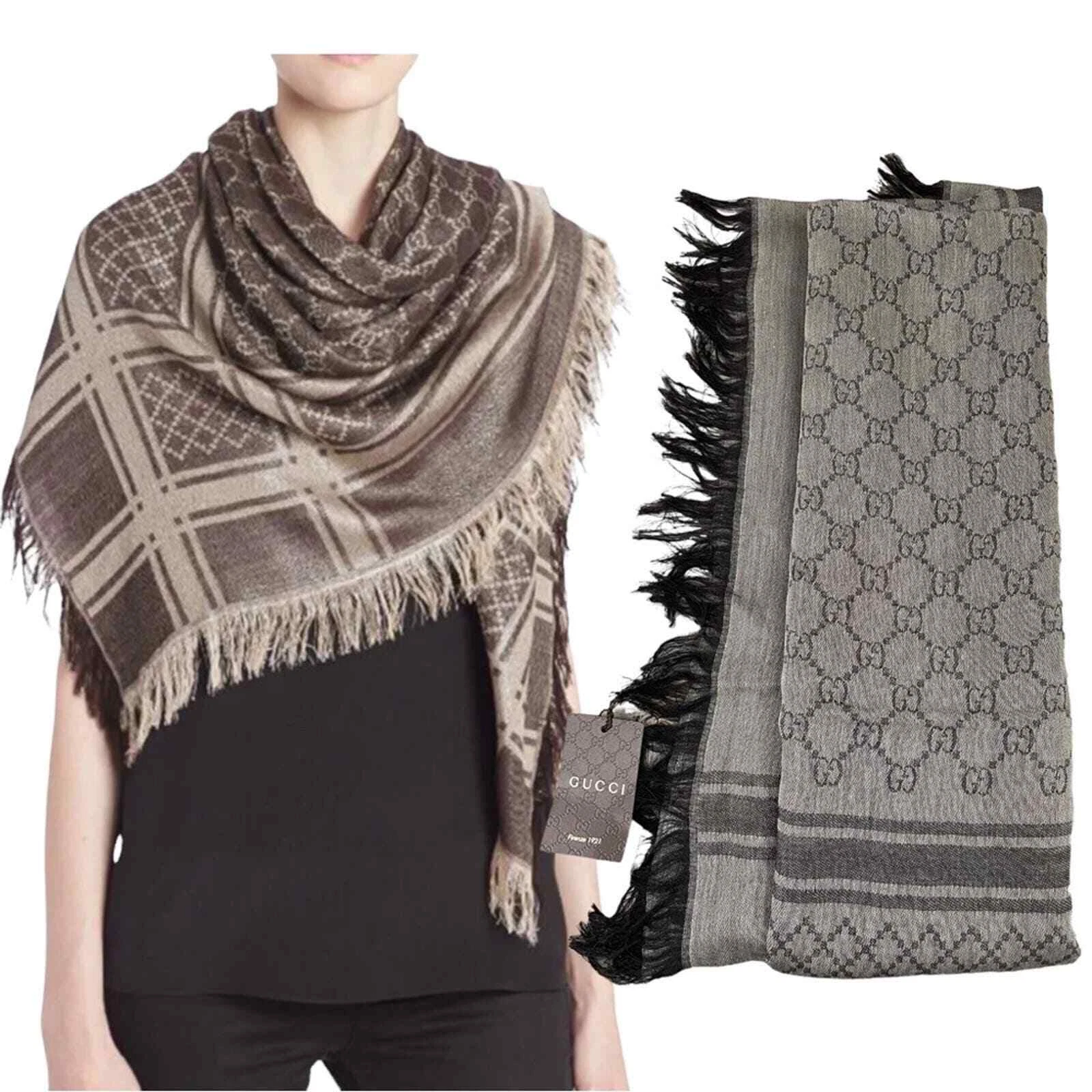 NEUF Gucci GG Guccissima monogramme écharpe de survie enveloppe carrée marron femmes