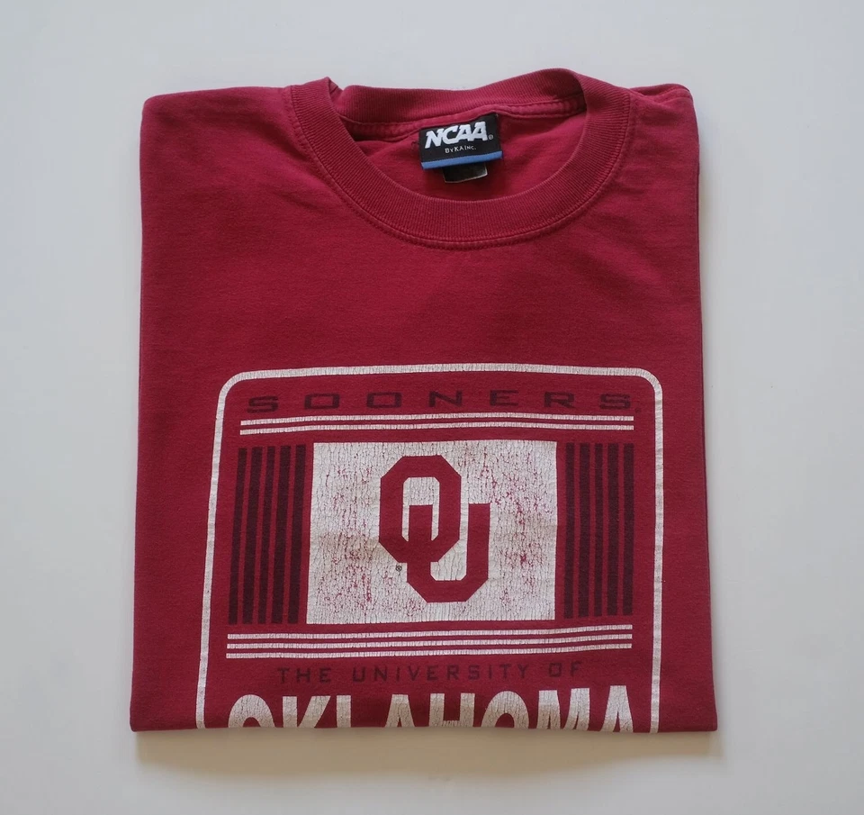 NCAA OU SOONERS OKLAHOMA UNIVERSITY FOOTBALL VTG Y2K GRAPHIC RED T SHIRT SZ L - Image 4 of 4