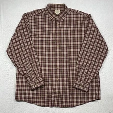 L.L. Bean Shirt Mens XL Red Plaid Button Down Long Sleeve Traditional Fit
