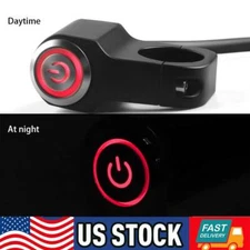 Motorcycle ATV Horn Power Start Momentary Switch Button Handlebar 7/8" Red LED