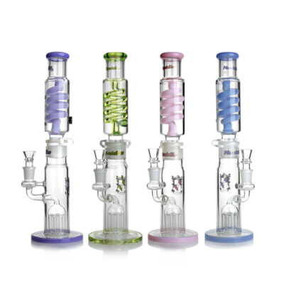 Freezable Bong Glycerin Coil 15'' Phoenix Star Bong Water Pipe MUSHROOM Perc