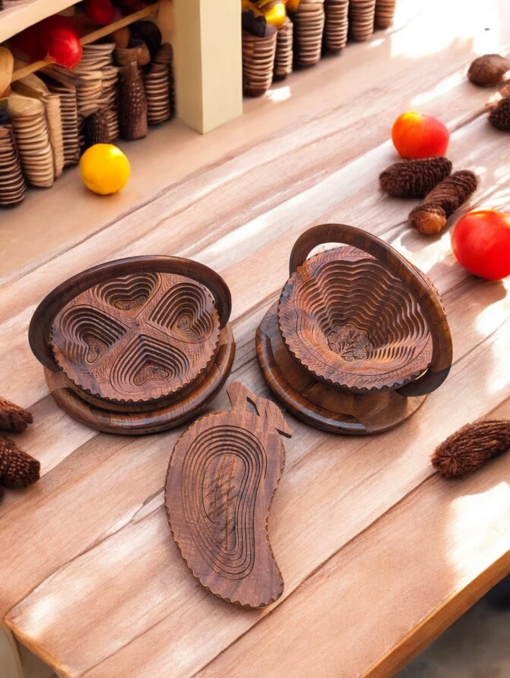 Handmade Maple Wood Kitchen Set – Heart-Shaped Dry Fruit Holder, Tray & More - Image 3 of 4