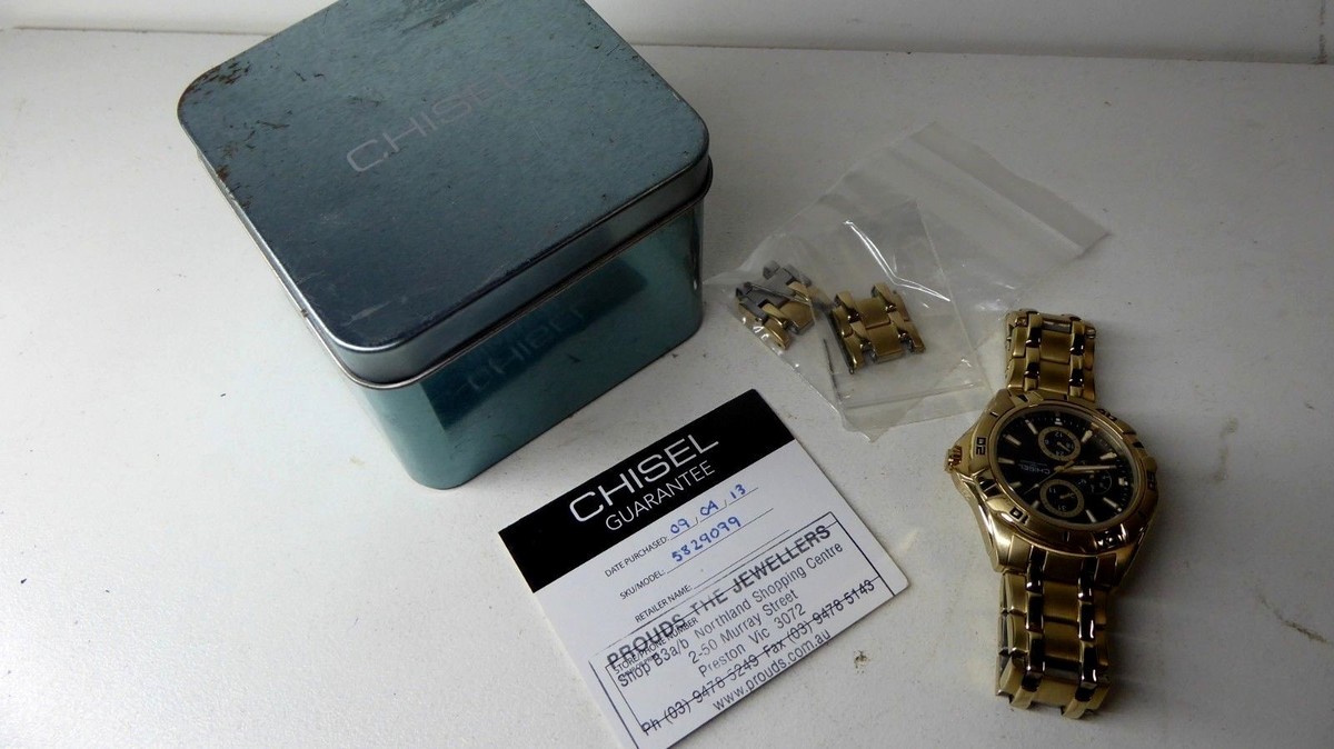 CHISEL 100 METRE WATER RESISTANT MENS CHRONOGRAPH WATCH IN TIN