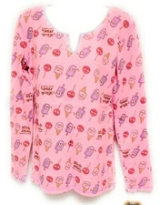 Womens Juniors David & Goliath Lick Me Pink Sleep Style Long Sleeve Shirt Top