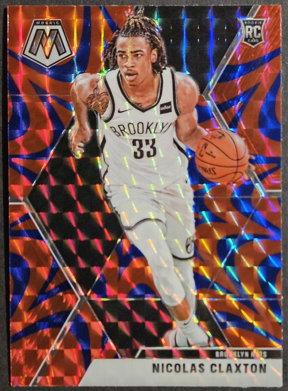 2019-20 Panini Mosaic Blue Reactive Prizm #236 Nicolas Claxton Rookie RC Nets