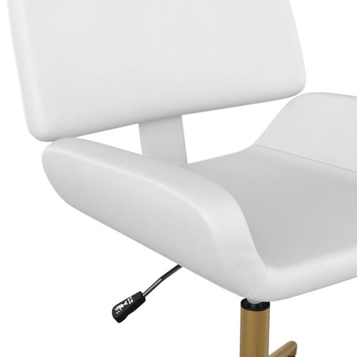 MARTHA STEWART Office Chair Tyla Faux Leather Cushioned W/ Wheels Polished Brass - Picture 5 of 6