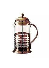 Service Ideas T877BRNZ Brick Coffee French Press, Glass and 18/8 Stainless