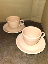 Fiestaware Homer Laughlin Coffee Tea Cup Saucer Set Apricot Peach  set of 2