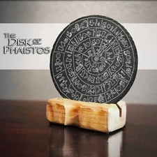 PHAISTOS DISK on Black Slate Minoan Palace Greek Hieroglyphs Ancient