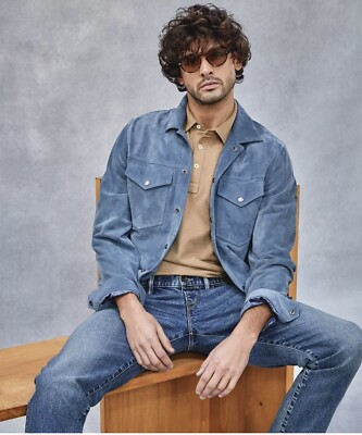Todd Snyder Suede Dylan Mens Jacket Blue Medium New With Tags