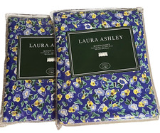 Set of 2 Laura Ashley Gingham Blue Floral Blouson Valance 86x15 Cottage Core NEW