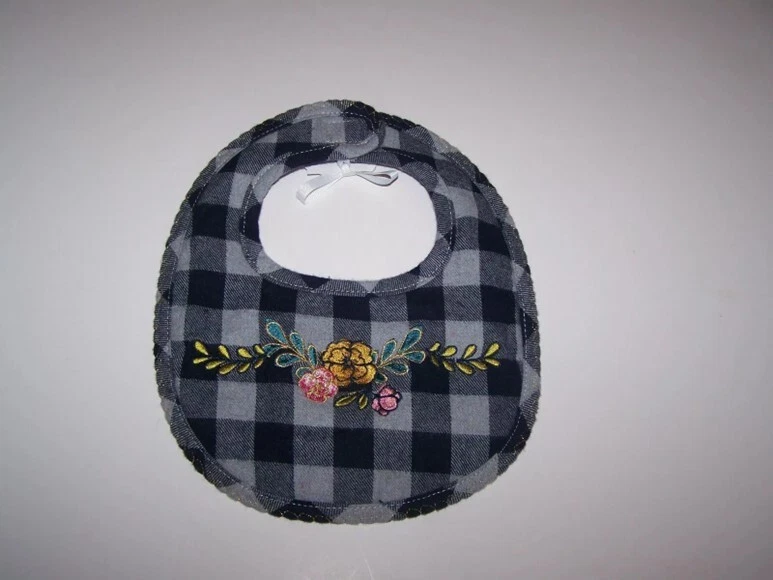 Babero Mud Pie Niñas Negro/Gris Cuadros Diseño Floral Nuevo con Etiquetas Foto 2 de 3