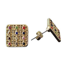 12 Tribes of Israel Stud Earrings Set High Priest Breastplate Necklace 14K GP