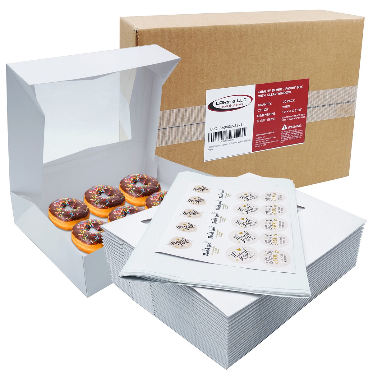 Small Auto-popup Brown Cookie Boxes With Window,Kraft Cardboard Clear Lid Bakery Boxes For Muffins And Pastry Strawberries Des