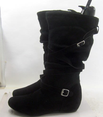 BAMBOO NEW Black 1.5"Hidden Wedge Heel Knee Boots WOMEN Size 10 - Picture 4 of 6