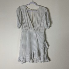 Reformation Womens Alcott Short Sleeve Mini Dress White Black Polka Dot 12