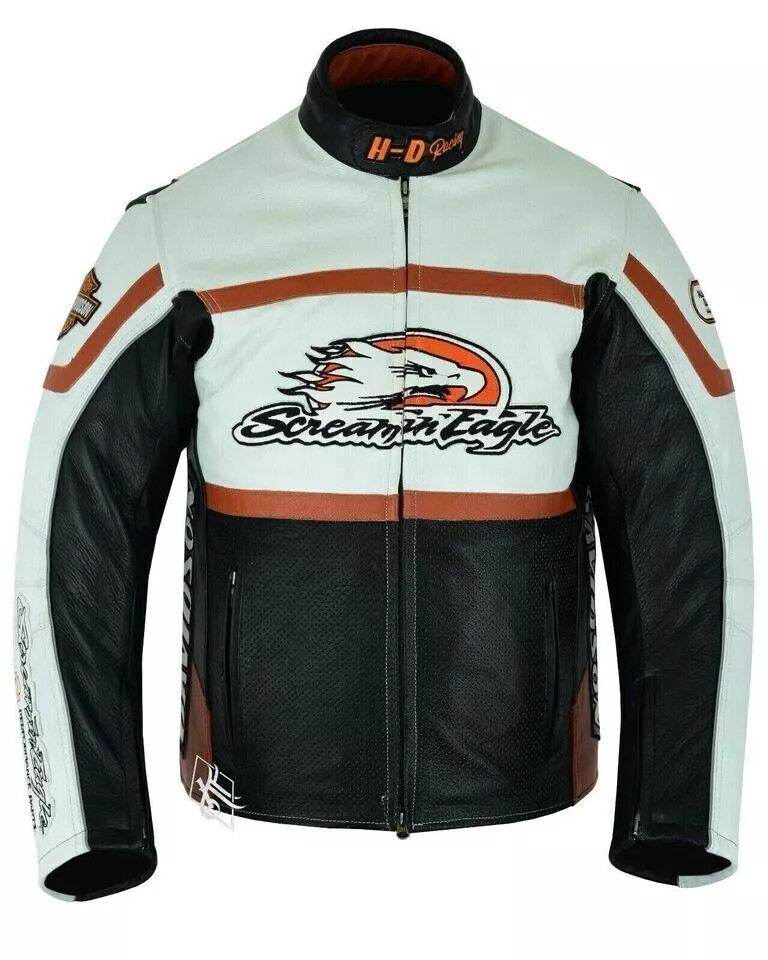 Chaqueta de cuero de vaca Harley Davidson para motocicleta Raceway Screaming Eagle chaqueta