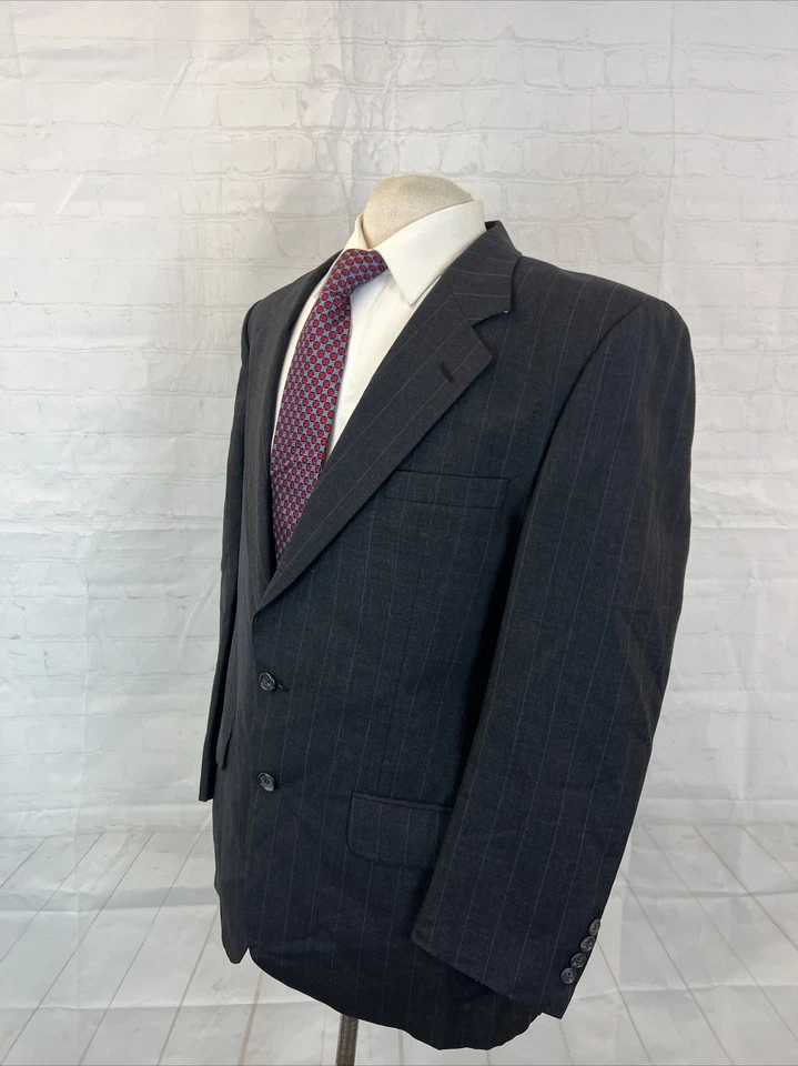 ВИНТАЖНЫЙ мужской темно-серый полосатый шерстяной блейзер Burberry 42R 1895 долл. США - Изображение 3 из 4