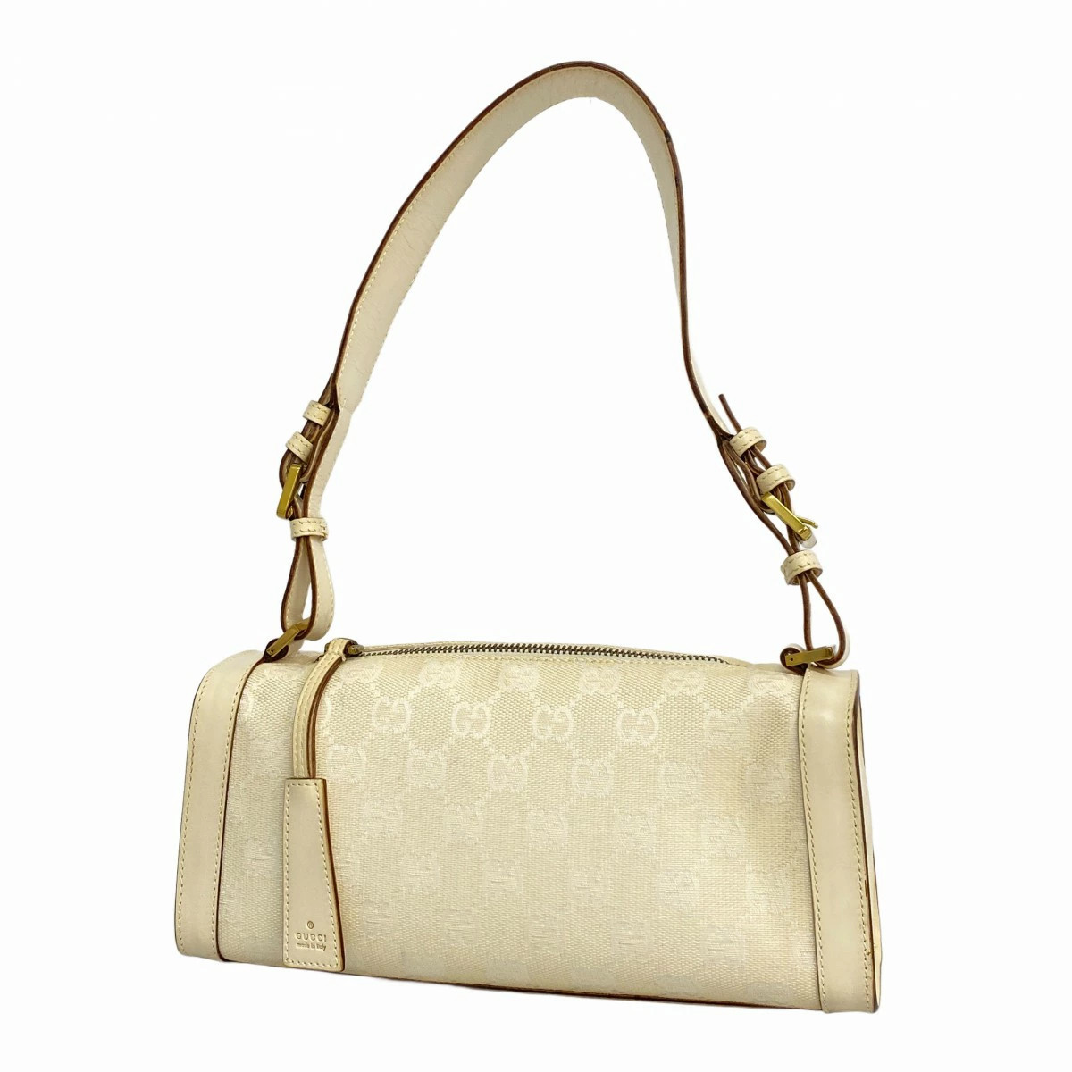 Gucci GG Canvas Shoulder Bag 92707 White Gold Hardware