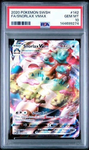 2020 Pokemon Sword & Shield SWSH Full Art Snorlax Vmax #142 PSA 10 Gem