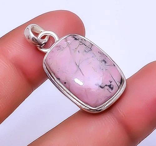 Black Manganese In Rhodonite - Colorado 925 Sterling Silver Pendant 1.37" P36
