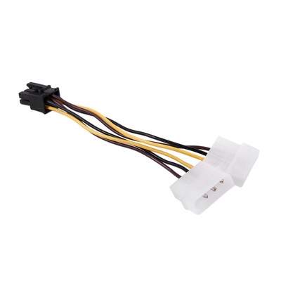 A Dual 4-Pin Molex IDE to 6 Pin PCI-E Graphic Card  Connector Cable Adapter H4A6