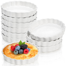 Foraineam 10 Pack 8 Oz Creme Brulee Ramekins 6 Inch Round Fluted Quiche Dishes