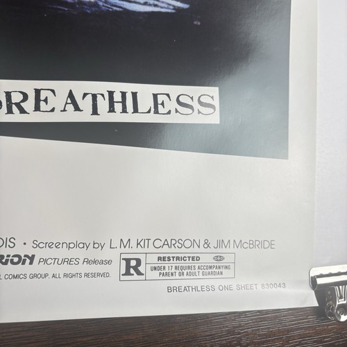 Affiche originale de film 1983 "BREATHLESS" 27x41 Richard Gere Valérie Kaprisky - Photo 10/14