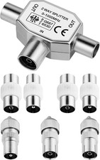 Set Di 8 Distributori per Antenne 1 Distributore Adattatore a T + 1 Spina Coassi