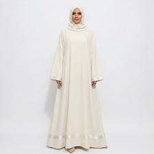 Cotton Abaya Maxi Dress with Satin Tape Detail- Modest Fashion