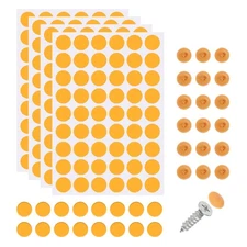216Pcs Screw Hole Stickers and 200Pcs 12x3.5mm Screw Cover Caps, Orange Yellow