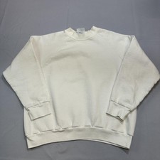 Vintage Fruit Of The Loom Sweatshirt Mens L White 80s Blank White