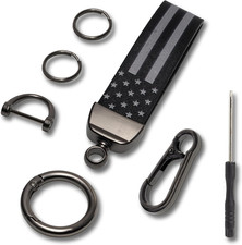 Car Key Chain, Leather Cars Keychains for Men, American Usa Flag Key Chains with