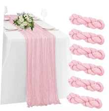 6 Pack Cheesecloth Table Runner 23x120 inch Rustic Boho Gauze 6 pack Light Pink