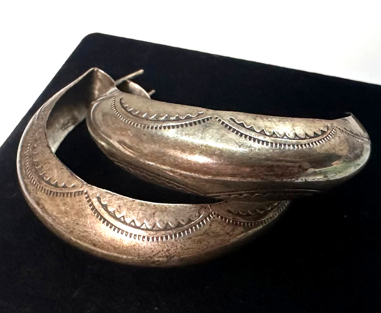 Vintage C Hoop Earrings Tested As 925 Sterling Silver Jewelry Lot K