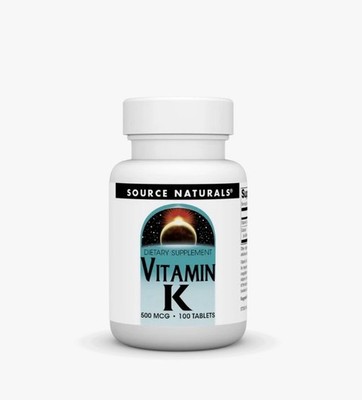 Source Naturals Vitamin K 500 mcg 100 Tabs- BONE/CARDIO   HEALTH  NEW/SEALED  