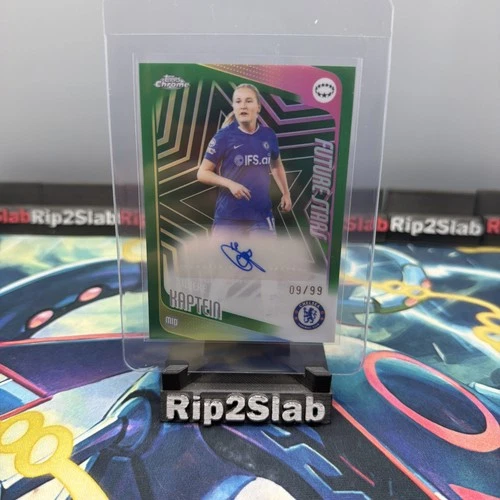 2025-26 Topps Chrome Women's UEFA Wieke Kaptein Green Auto /99 - Chelsea FC