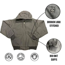 Dri Duck Men's Jacket Charcoal Cheyenne Canvas Heavy-Duty Hood Work (S06)